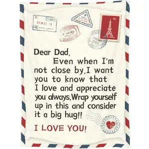 Custom Photo Collage Blanket with Personalized Text, Father's Day & Birthday Souvenir Gift Throw Blanket