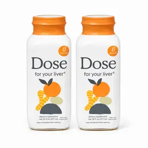 DOSE Organic Liver Detox Cleanse Liquid Supplement – Milk Thistle, Turmeric, Dandelion & Ginger – Supports Liver Function, Digestion & Daily Wellness – Orange Flavor, 2 Pack (32 fl oz Total)