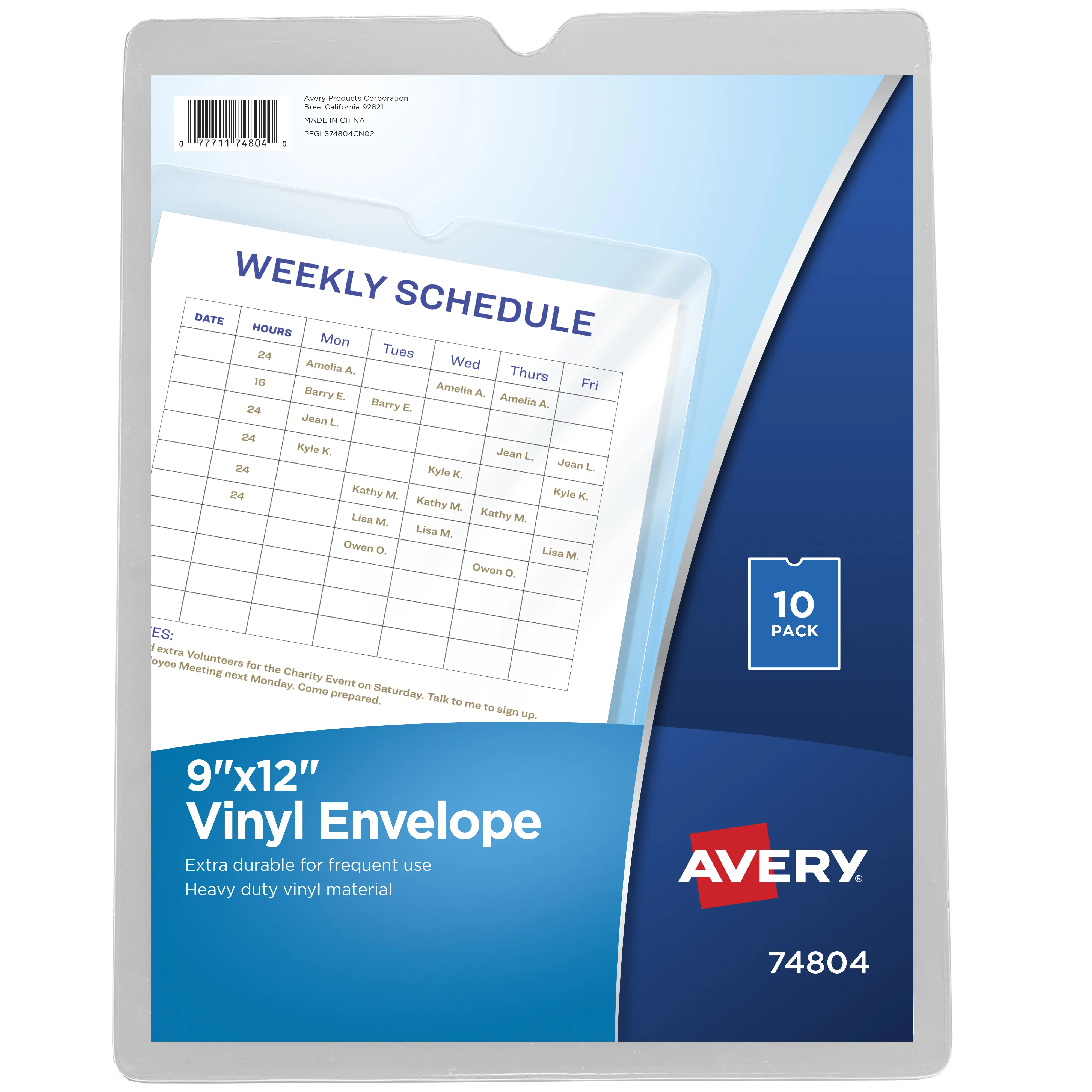 Avery Vinyl File Envelopes - 9"x12" Office Supplies, Transparent View Important Document Organizer, Holds Up to 60 Sheets, File Storage Solution, 10-Count (74804), Documents Organizer
