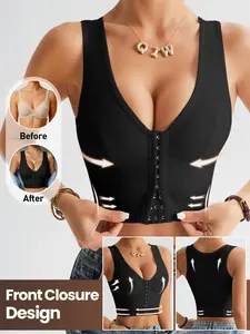 Shapewear Front Button Bra, Body Shaping, Corset Waist Shaping, Slimming Effect, Wireless Sports Fitness Bra, Large Chest Look Small, Daily Wear, Date, Underwear