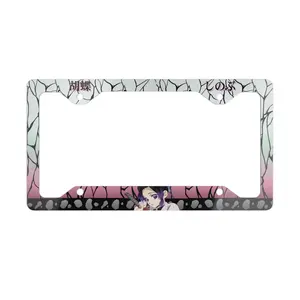 Shinobu Kocho Butterfly License Plate Frame - Demon Slayer Insect Hashira Anime Car Accessory - High Quality Purple Aesthetic License Plate Cover - Gift for Anime Fans
