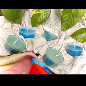 Seaside Cabana Handcrafted Beeswax Tealight Candles 5pk for Home Decor Fresh Oceanic Scented Great for Gifts Special Occasions Decoration Ornaments Hand Poured Cozy Aroma Pack of 5
