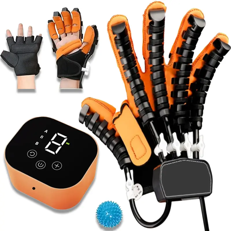 Finger Rehabilitation Therapy Machine, Stroke Hemiplegia Recovery Equipment, Left Hand Rehabilitation Glove Set with Massage Mirror Glove (Fits Left or Right Use)