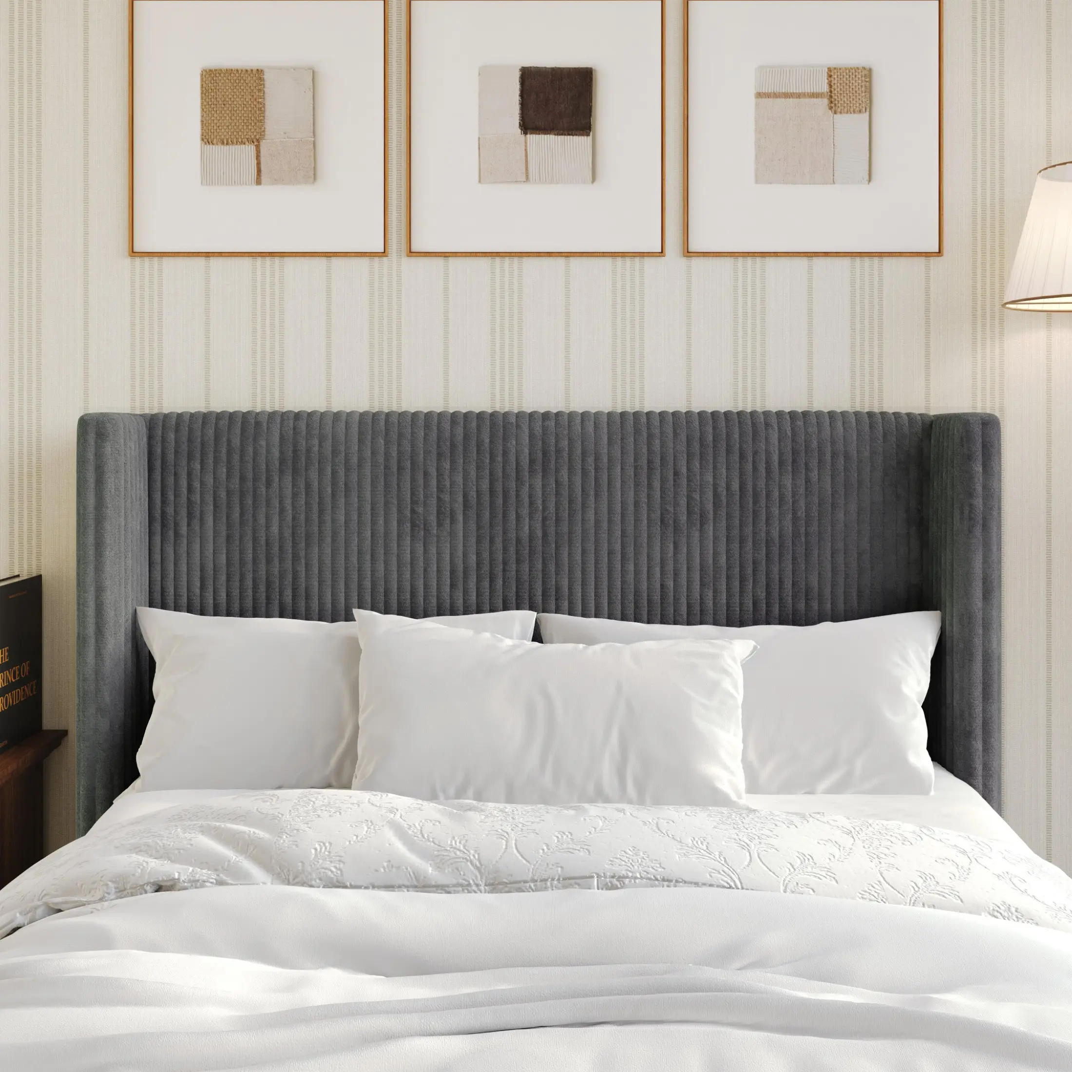Favorer Lenox Upholstered Wingback Headboard, Soft Corduroy, Easy to Assemble