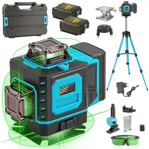 16 Lines Green Laser Level with Tripod - 4x360 Self Leveling 4D Cross Line Laser for Home Renovation, 2 Batteries Included