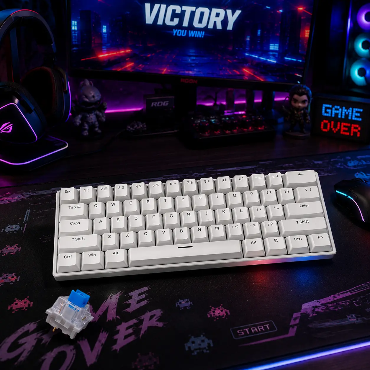 60% Mechanical Gaming Keyboard 61 Keys Full Hot Swappable Linear Red Switch RGB Backlit Mini Compact Keyboard Anti-Ghosting FN Multimedia Function Compatible with Windows Mac Android Linux for Office PC Gaming