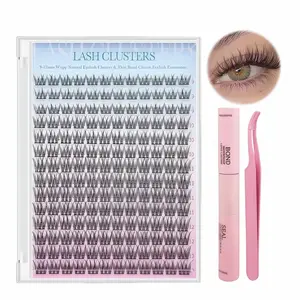 Eyelash Kit 9-12mm 168PCS Wispy Natural Cluster Eyelash DIY Lash Extension Kit with Lash Bond and Seal, Lash Tweezers, DIY Eyelash Extension Kit for Beginners