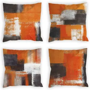 Burnt Orange Throw Pillow Covers 18x18 Set of 4 Decorative Cushion Cover Taupe Abstract Art Painting Pillowcase for Sofa Bedroom Living Room Decor