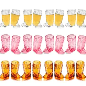 24pcs Cowboy Boots Plastic Wine Glasses, Western Themed Party Supplies, Transparent Drinkware, Bachelorette Party Essentials