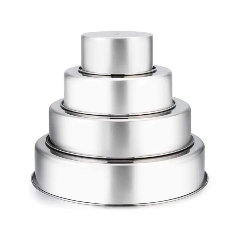 Cake Pan  4'' & 6'' 8'' 9  1/2'' Stainless Steel Round Tier Baking Pans Set For Steaming Serving Heavy Duty Oven Safe Dishwasher - Of 4 Air Fryer Aluminium