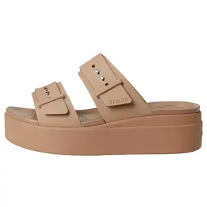 Crocs Brooklyn Buckle Low Wedge Latte  207431-2Q9 Women's