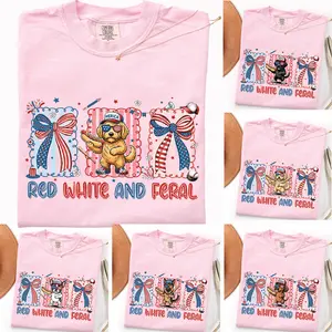 Comfort Colors Red White and Feral Dog Shirt, 50+ Dog Breeds, USA 250 Years Shirt, Funny 4th of July Tee, Patriotic Independence Day Outfit