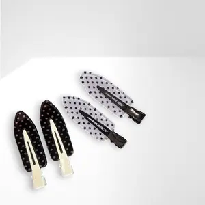 4 Pack Creaseless Hair Clips for Women - No Bend No Crease Hair Clips for Styling, Makeup, Washing Face, Bangs - Classic Polka Dot Flat No Dent Alligator Clips for Salon & Home