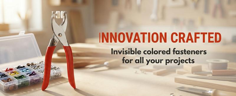 Including 100pcs Invisible Colored Metal Buckle & 1 Count Manual Pressure Pliers, household sewing accessories kit for DIY handicraft clothing and hats, buttons and pliers tool kit, seamless stitching sewing kit tools for crafts