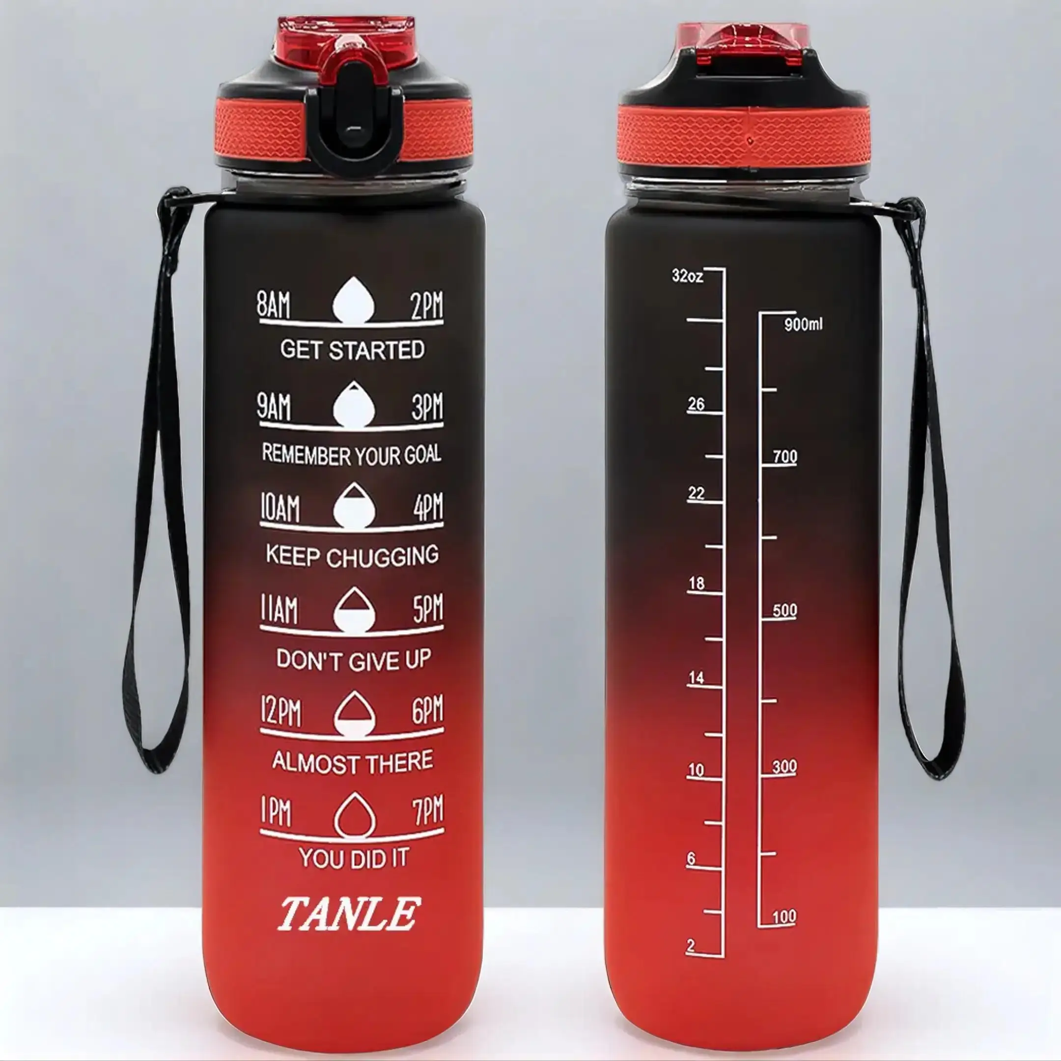 1000ml Sports Water Bottle, Portable Large Capacity Drinking Cup with Straw & Strap for Outdoor Sports School Camping Running, Travel Accessories, Wat