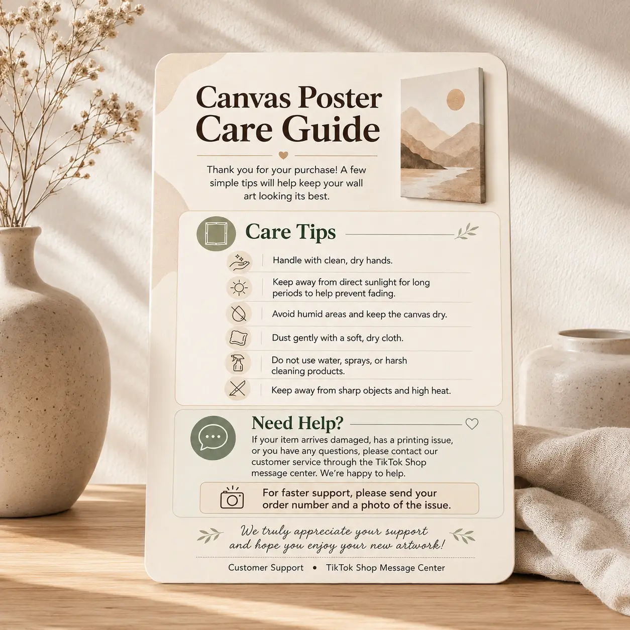 Canvas Poster Care Guide | Digital Free Gift | Poster Care & Maintenance Tips