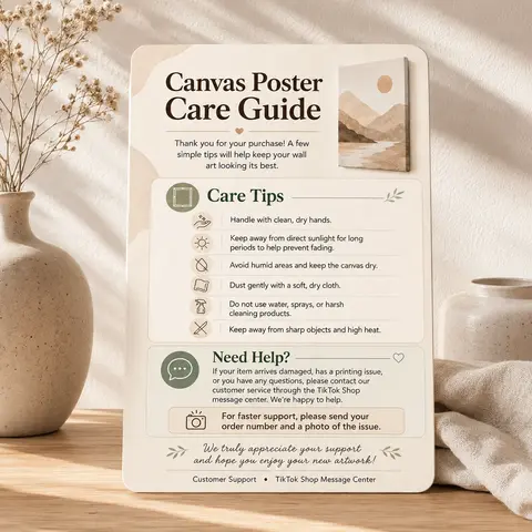 Canvas Poster Care Guide | Digital Free Gift | Poster Care & Maintenance Tips