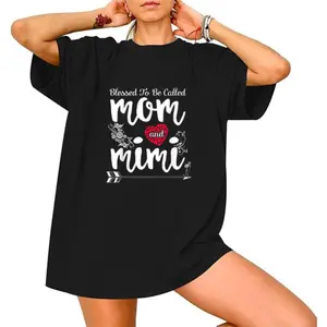 Called Mom And Mimi'S Blessing - Ladies Casual Pattern T-Shirt, Heart And Floral Design Short-Sleeve Top, Perfect Mother'S Day Gift for Spring And Summer, Daily T-Shirt| Loose Fit T-Shirt| Glossy Finish, Mother'S Day Gift for Mom