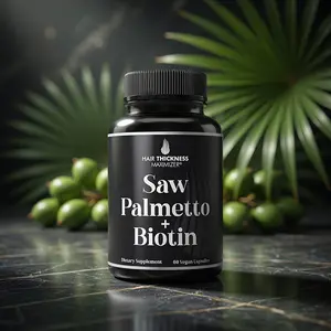 Saw Palmetto + Biotin Hair Growth Supplement - Vegan Capsules with Natural Saw Palmetto Extract & 10000mcg Biotin - DHT Blocker for Hair Loss Support for Men & Women