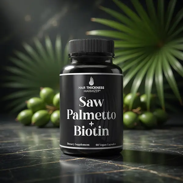 Saw Palmetto + Biotin Hair Growth Supplement - Vegan Capsules with Natural Saw Palmetto Extract & 10000mcg Biotin - DHT Blocker for Hair Loss Support for Men & Women