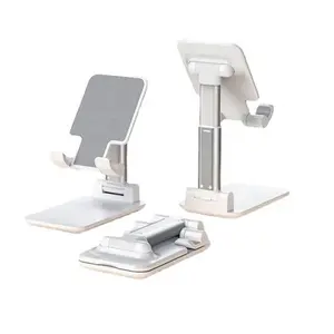 Adjustable Foldable Desk Phone Stand, Plastic Mobile Tablet Holder, Universal Base for iPhone iPad, Anti-Shake Office Accessory, Phone Mount