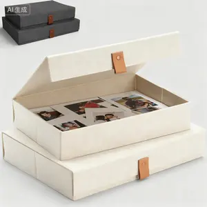 Elegant Memory Box Organizers with Lids - Set of 2 Fabric Storage Containers for Photos, Documents, Scrapbooking Materials, and Keepsakes - Reusable Decorative Boxes for Secure and Stylish Home Organization