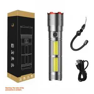 Outdoor Rechargeable Extendable LED Flashlight, Long Battery Life, High Brightness, Ideal for Camping Hiking Emergencies