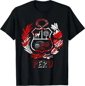 100% cotton Unisex Peru T-Shirt Rojo-Blanco - peru design shirt - t shirt peru T-Shirt