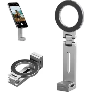 Magnetic Phone Stand - Adjustable Foldable Phone Holder with Strong Magnets, Portable Travel Phone Bracket, Stable Phone Holders Compatible with iPhone 16/15/14/13/12 Pro, Galaxy, All Smartphones, Airplane Travel Mount