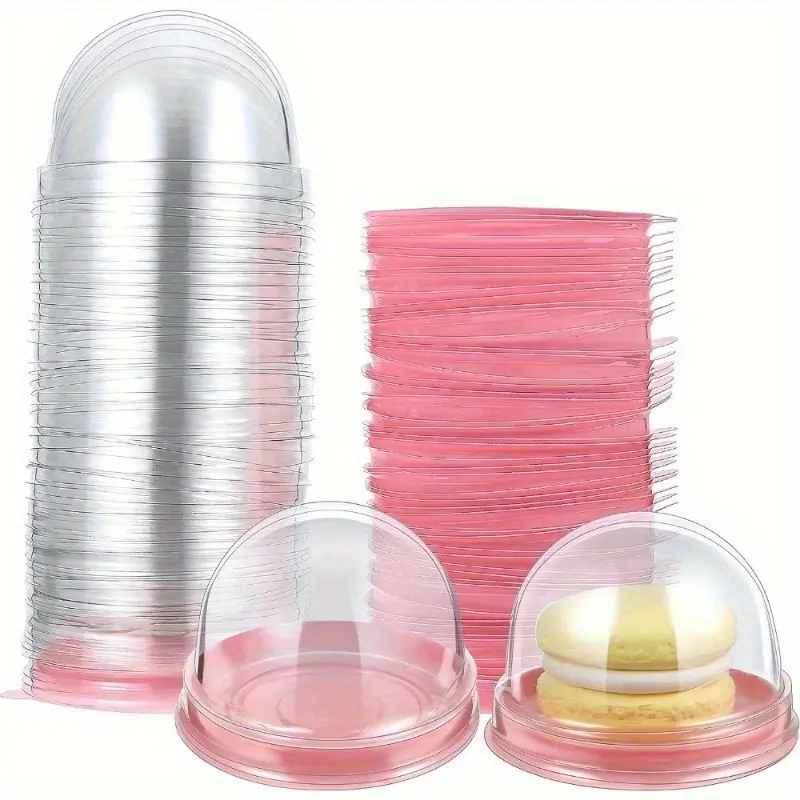 50 Pcs Plastic Cupcake Carriers with Clear Lid, Individual Cupcake Containers - Disposable Mid-Autumn Festival Mooncake Mold Boxes for Christmas, Halloween, Wedding, and Birthday - Kitchen Bakeware Organizers, Baking Accessories and Storage Accessories