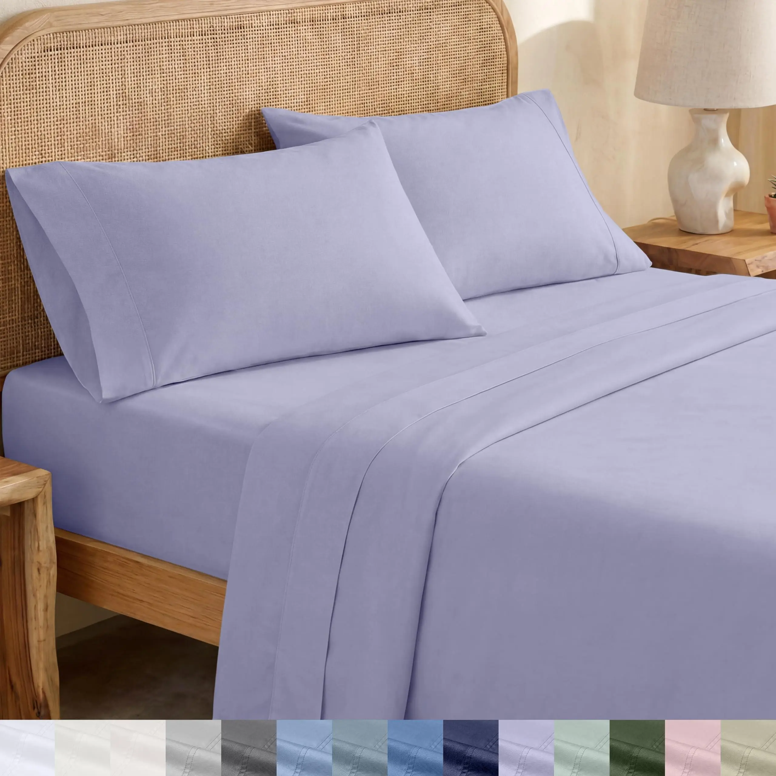 Organic Percale Sheet Set – Crisp Cool-Touch Feel, 100% GOTS Certified Cotton, 4-Piece