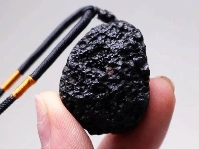 Meteorite Black Agni Tektite Necklace,Rough Tektite Gemstone Tumbled Necklace,Irregular Shape