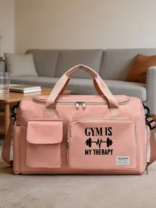 Multifunctional Gym Bag with Water Bottle Holder, Casual Print Design, Ideal for Fitness, Daily Errands, Short Trips, All Seasons, Training Bag