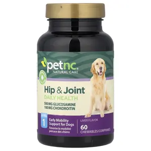 petnc NATURAL CARE Hip & Joint Daily Health, Level 1, For Dogs, Liver, 60 Chewables