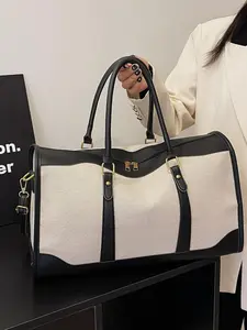 Father's Day Gifts, Summer 2025 Unisex Casual Colorblock Duffel Bag, Trendy Large Capacity Carry on Weekender Bag, Chic Retro Travel Handbag & Crossbody Bag Duffle Weekender for Travel & Gym Use, Traveling Bag