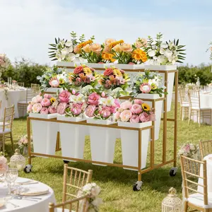 Garvee 3-Tier Versatile Flower Stand Cart with 12 Removable Buckets - Modular Plant Display Rack with Rolling Wheels - Ideal for Florist Shops, Gardens, Commercial Use