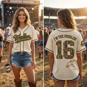 Wallen I’m The Problem Baseball Jersey Shirt, Wallen 16 Camo Sports Jersey, Country Concert Fan Gift, Vintage Country Music Baseball Jersey, Custom Fan Apparel