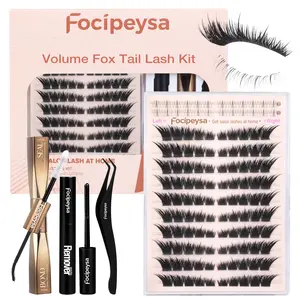 Focipeysa FoxTail Lash | LC Curl Fox Eye Lash Clusters | Mega-Dense,  Waterproof, Resuable | All-Day Hold, Easy D-Curl DIY for Beginners | Get Salon-quality Extensions at Home | For All Makeup Styles