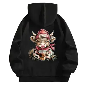women's highland cow hoodie sweatshirt perfect for coffee time