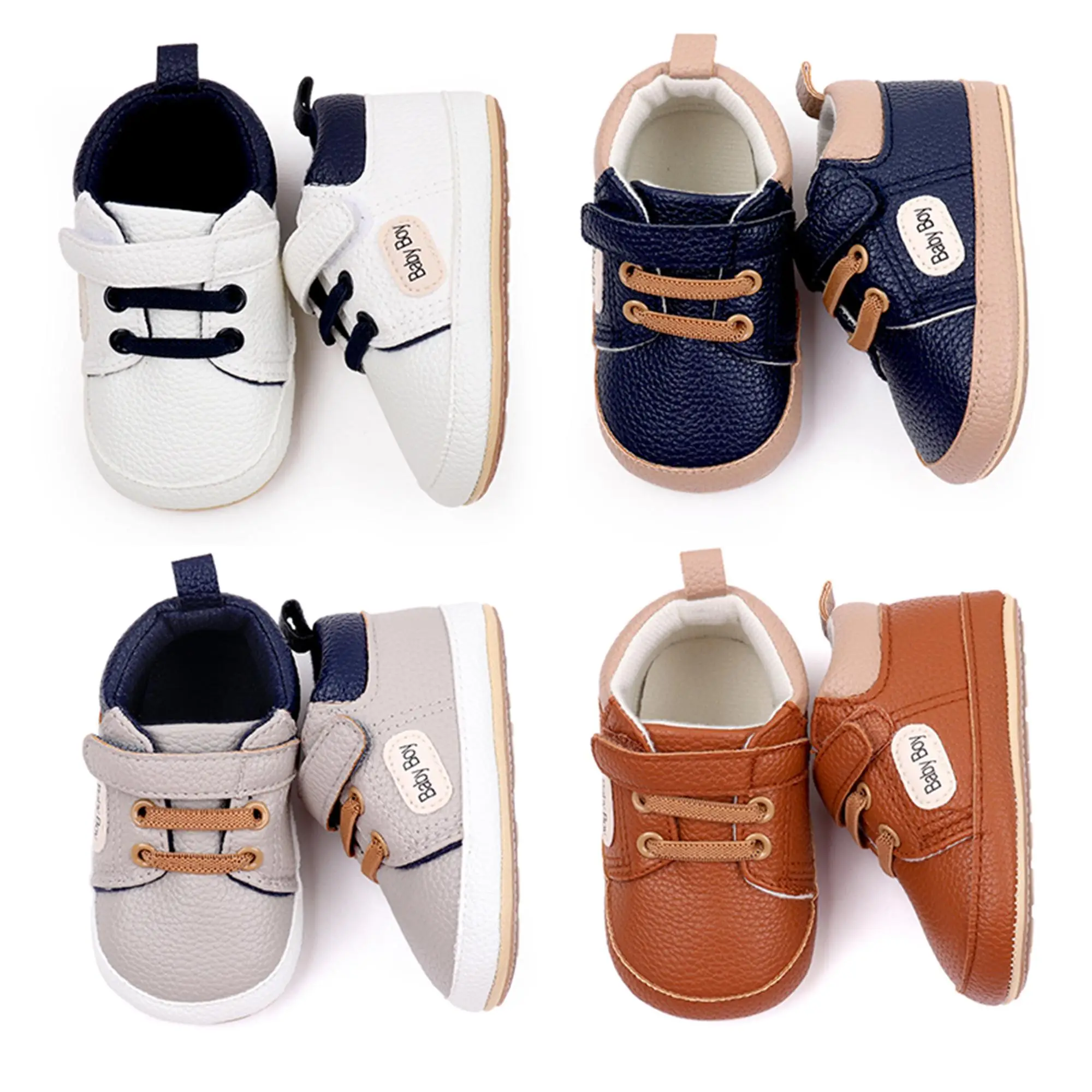 Toddler Boy PU Sneakers Casual Letter Print Cute Baby Flats Breathable Infant Walking Shoes for Newborn