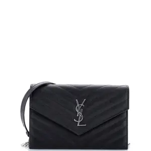 Pre-owned Yves Saint Laurent material Messenger Bags Saint Laurent Classic Monogram Wallet on Chain Matelasse Chevron Leather Small by Rebag