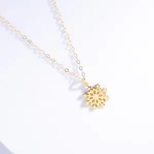 24k Gold Filled Snowflake Necklace: Dainty Winter Jewelry