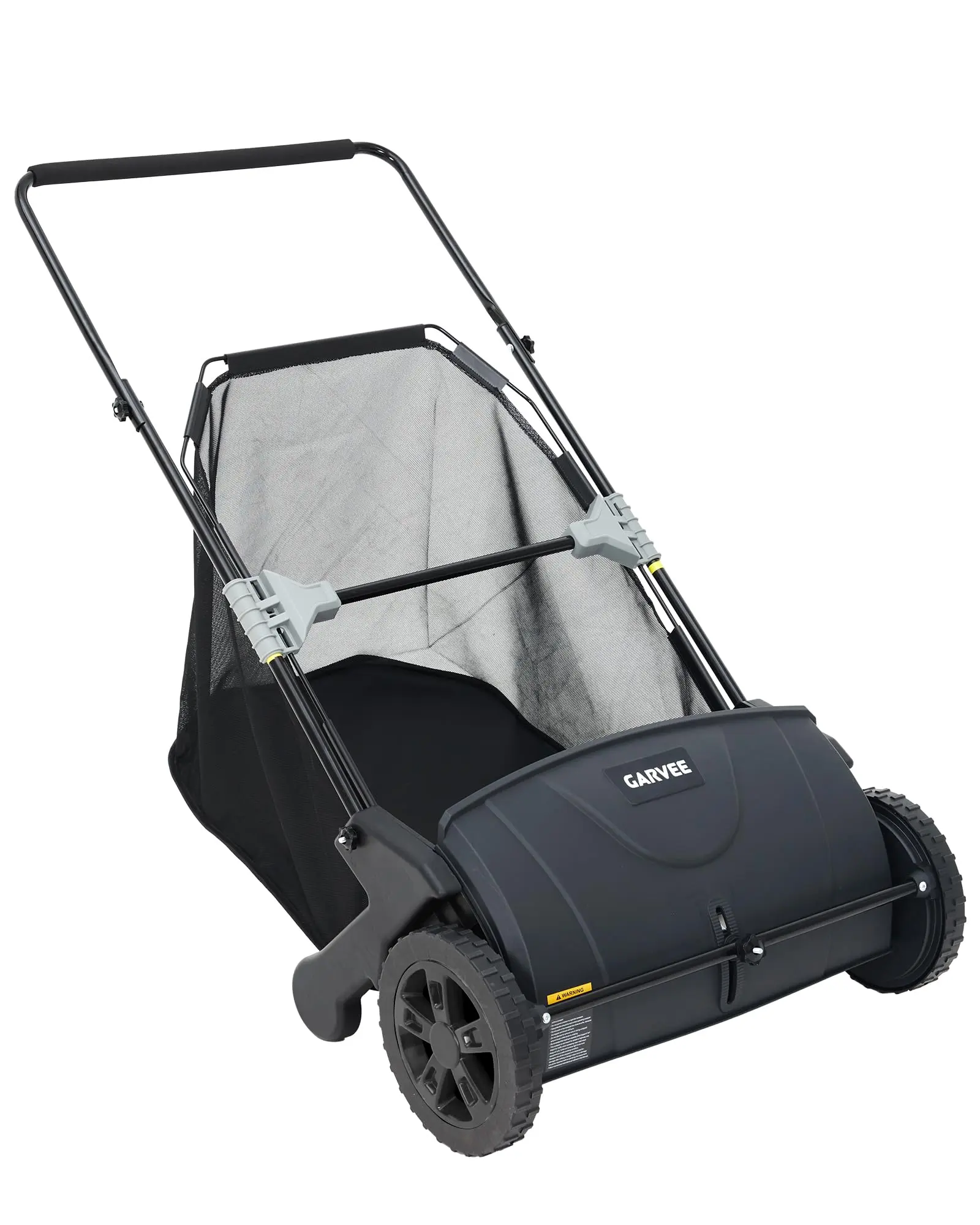 21-Inch Push Lawn Sweeper, 3.5 Cu. Ft. Hopper Leaf & Grass Collector, 4 Spinning Brushes, Adjustable Brush Height, Manual Yard Sweeper for Grass Clippings, Leaves & Light Debris, Black