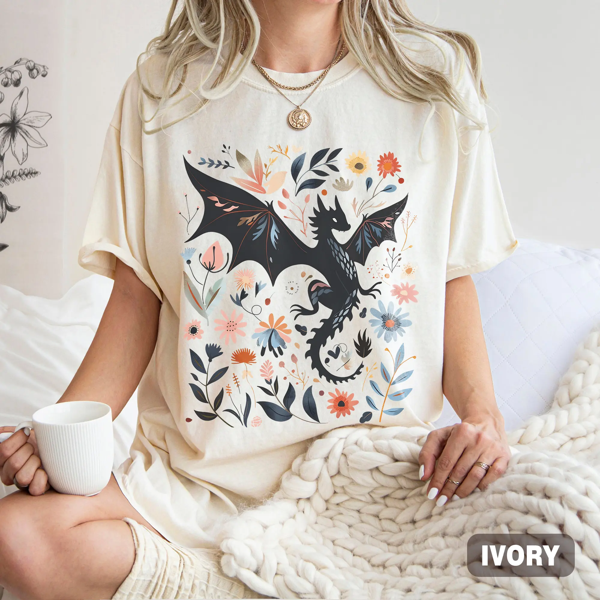 Abraxos Flower Shirt, Fantasy Dragon Bookish Shirt, Throne Of Glass Shirt, Boho Wildflowers Cottagecore Shirt, Fantasy Book Lover Shirt, Bookish Gift