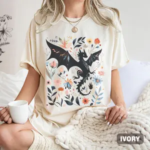 Abraxos Flower Shirt, Fantasy Dragon Bookish Shirt, Throne Of Glass Shirt, Boho Wildflowers Cottagecore Shirt, Fantasy Book Lover Shirt, Bookish Gift