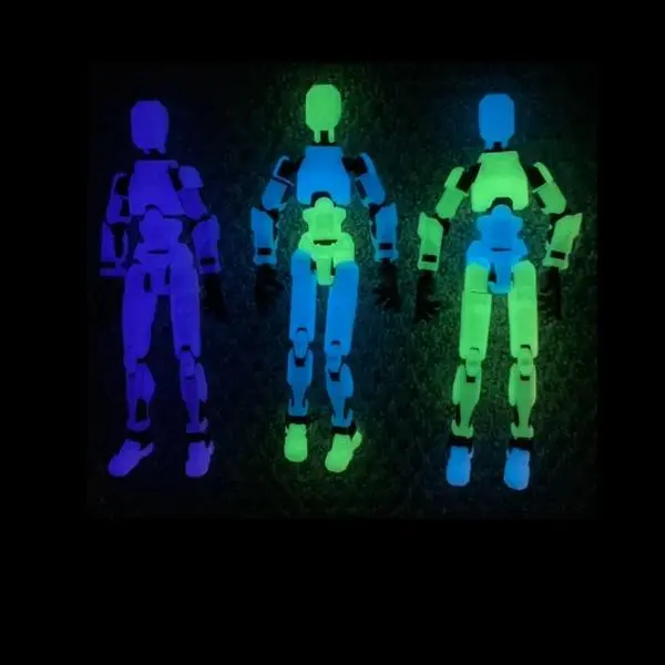 Set of 3 Glow-In-The-Dark Posable Robot Dummy, 13-Position Adjustable Figure Toy