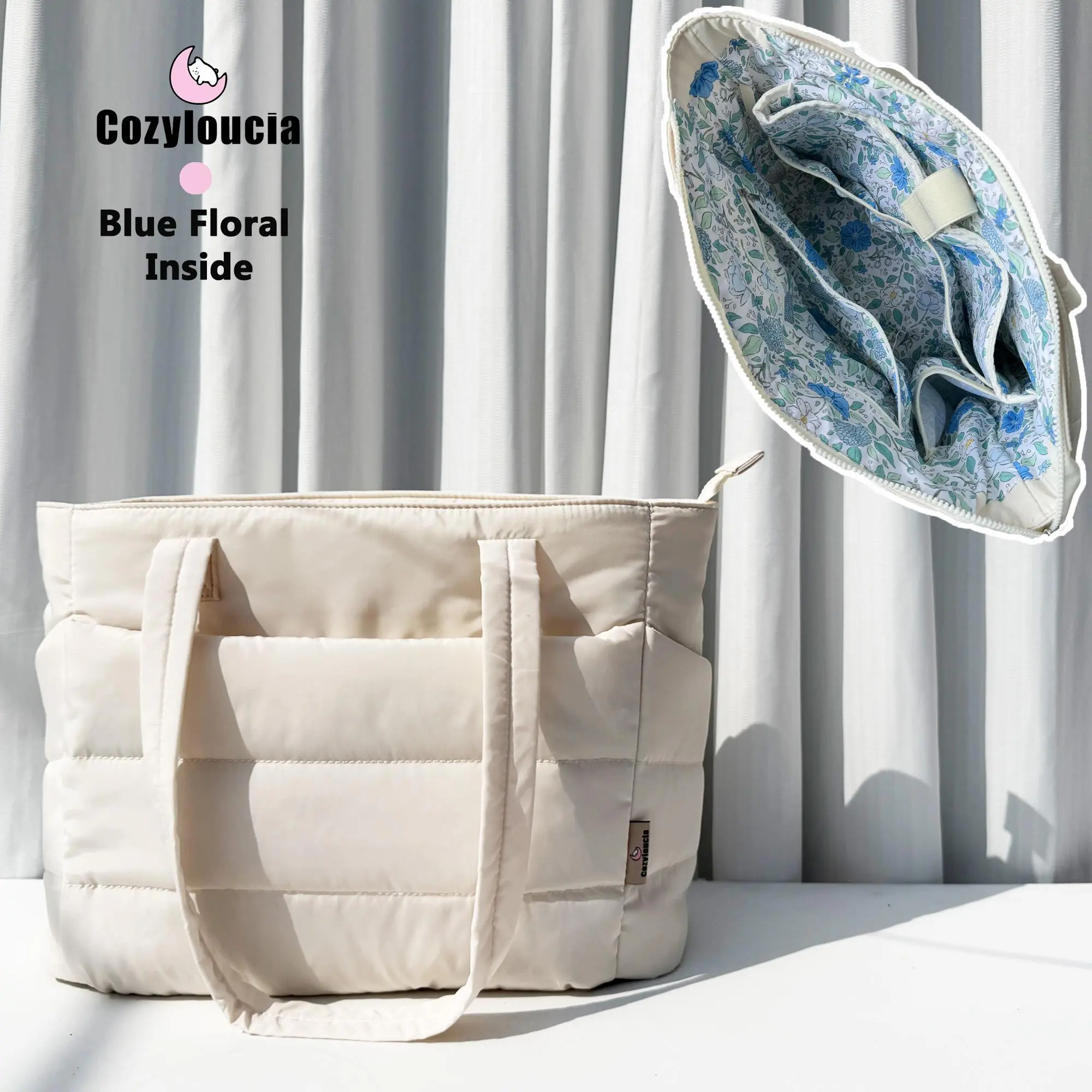 Beige with Blue Flower Inside