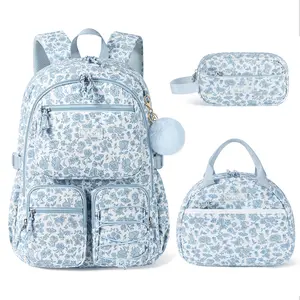 Fimibuke 3PCS Backpack for School,Waterproof Bookbag Set with Lunch Box & Pencil Case,school bag for Elementary Middle School,Back to School Gift,Birthday's Gift