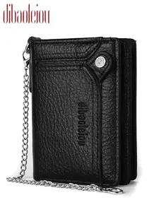 2026 new anti-theft chain short wallet men's European and American retro wallet driver's license card bag zipper change bag men's
