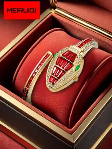 A women's 2025 new snake shaped bracelet personalized high-end full diamond unique quartz watch
